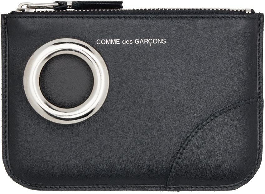 COMME des GARÇONS WALLETS Black Silver Eyelet Wallet Pouch