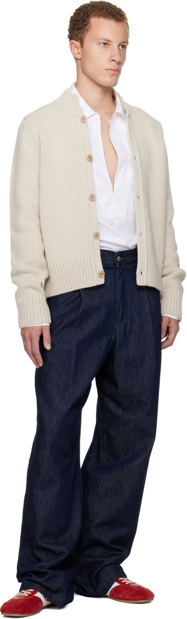 Sveter Dries Van Noten Merino Wool Knitted Cardigan Béžová | 252-021247-2710, 3