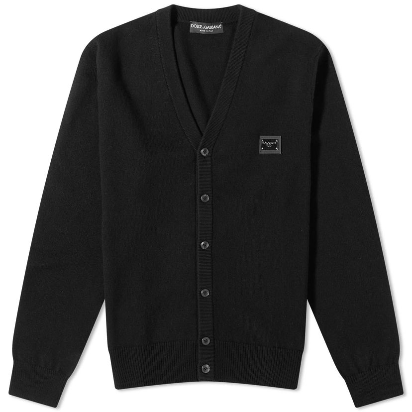 Sveter Dolce & Gabbana Plate Knitted Cardigan Black Čierna | GXO37TJEMQ4-N0000