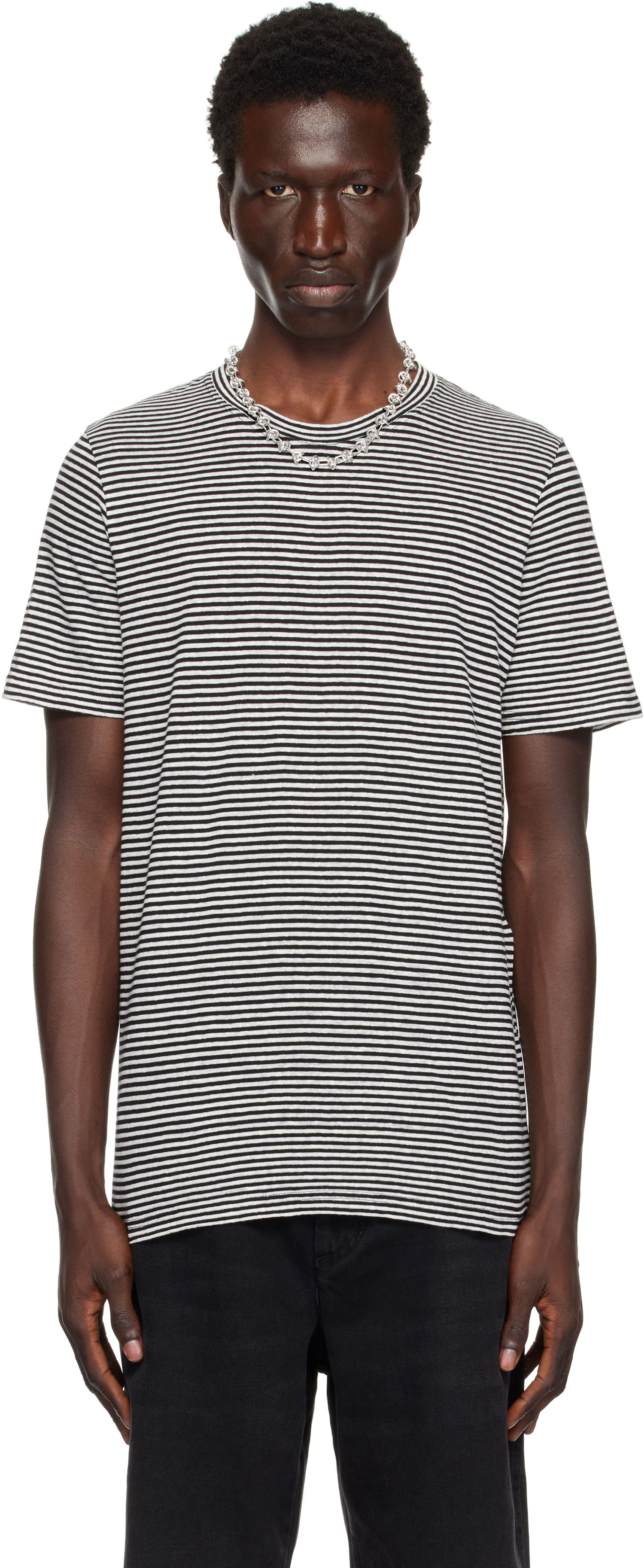 Tričko ISABEL MARANT Striped T-Shirt Čierna | 25PTS0063HA-C1N10H, 0