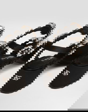 Tenisky a topánky Dolce & Gabbana Satin Sandals With Gemstone Embellishment Čierna | CR1801A9T438S488, 3