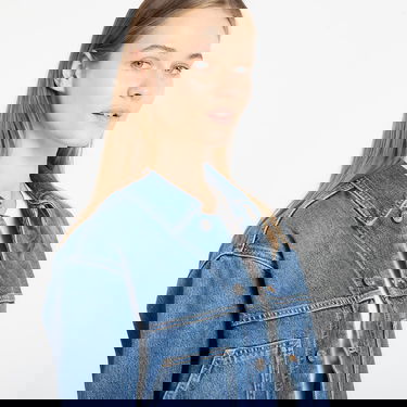 Bunda CALVIN KLEIN Workwear Cropped Denim Jacket with K Applique Modrá | LV047E906G 3NL, 2