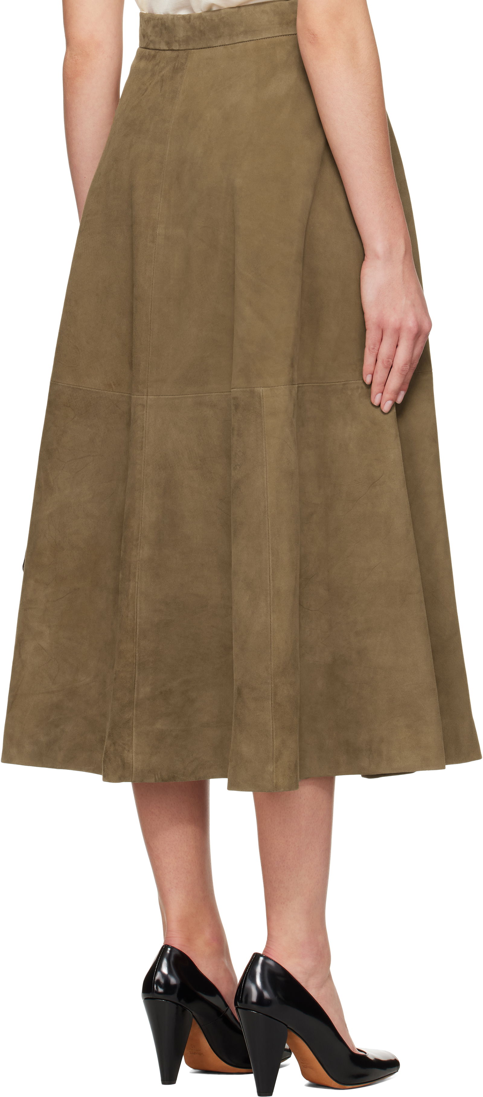 Róhe A-Line Suede Midi Skirt