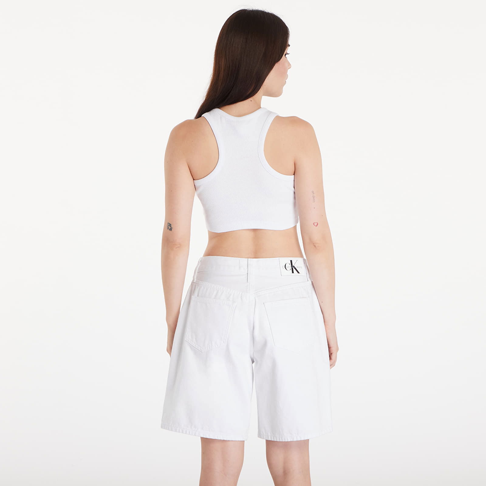 Top Small Signature Essential Racer Rib Top White