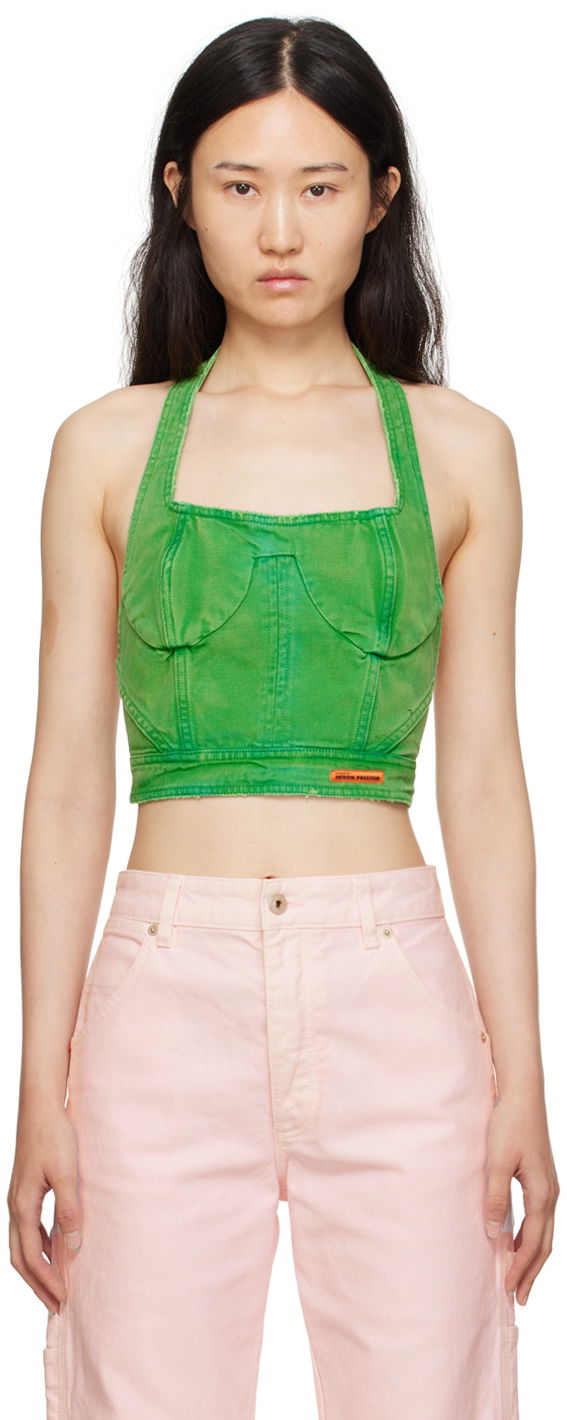 Tielko HERON PRESTON Distressed Tank Top Zelené | HWAD045F23FAB0025500, 0