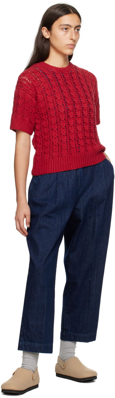 Sveter YMC YMC Rosemary Short Sleeve Knit Sweater Červená | Q8UMC, 3