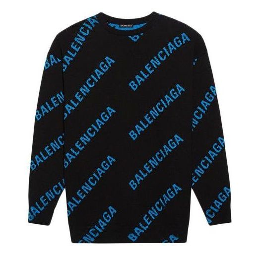 Sveter Balenciaga Allover Logo Crewneck Sweater Čierna | 625970T31781165