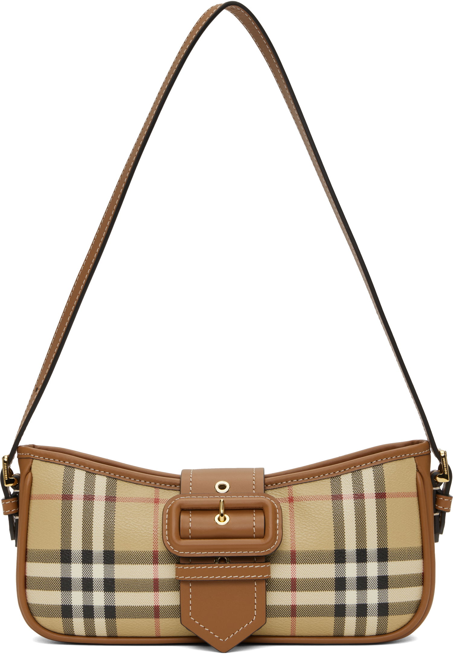 Taška cez rameno Burberry Check Pattern Shoulder Bag Béžová | 8092074, 0