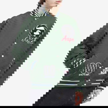 Bomber bunda AAPE by A Bathing Ape AAPE Ice Hockey Varsity Jacket Zelené | AAPJKM7676XXNGRD, 2