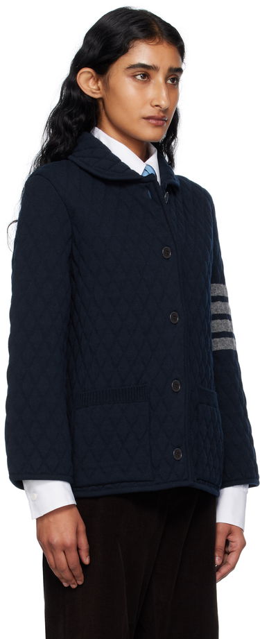 Bunda Thom Browne Thom Browne Quilted Knit Merino Wool 4-Bar Work Jacket Navy | FKJ117A-Y1029, 1
