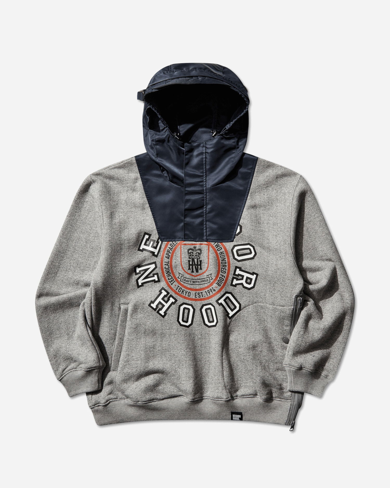 Mikina Neighborhood Combination Hoodie with Technical Apparel Crest Graphic Šedá | 252FPNH-CSM03 GRAY, 1