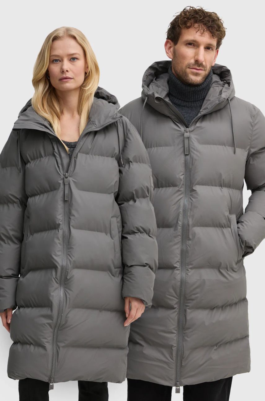 Prešívaná bunda Rains Long Puffer Down Jacket Šedá | 15130.13, 0