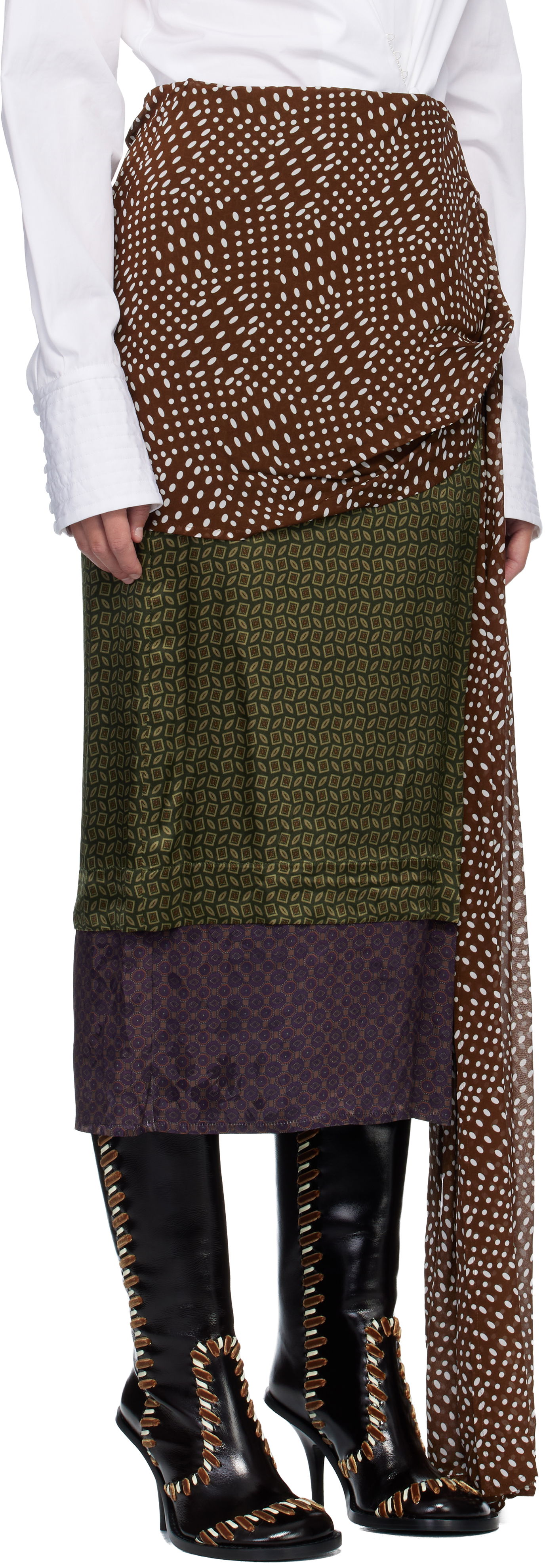 Sukňa Dries Van Noten Dries Van Noten Draped Silk Satin Midi Skirt Rôznofarebný | 252-010856-2110, 1