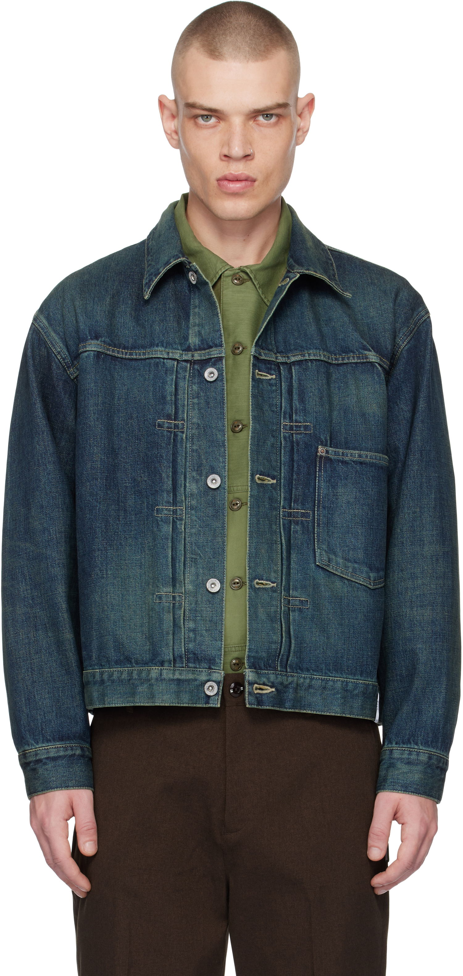 Bomber bunda Neighborhood Washed Denim Jacket Modrá | 242XBNH-JKM02, 0