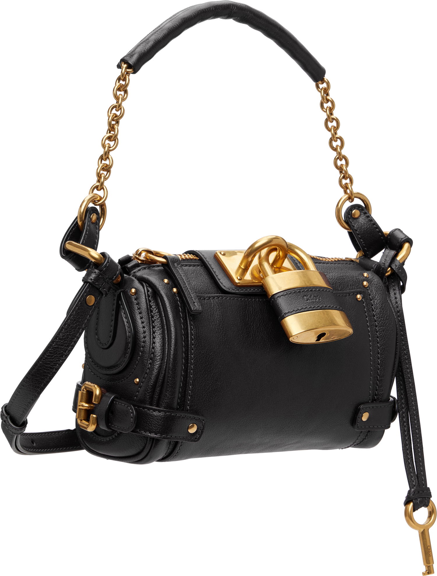 Taška cez rameno CHLOÉ Small Paddington Leather Chain Bag with Padlock Čierna | CH25WS803P75, 1