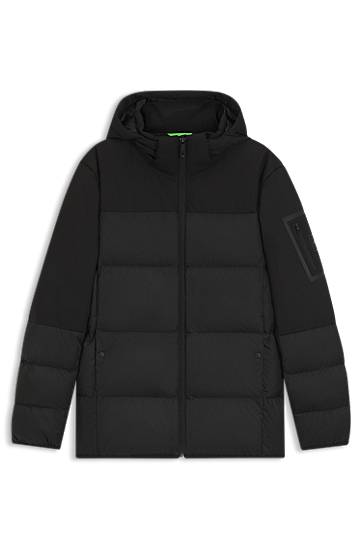 Prešívaná bunda BOSS Water-repellent Down-Filled Jacket with Detachable Hood Čierna | 50548693