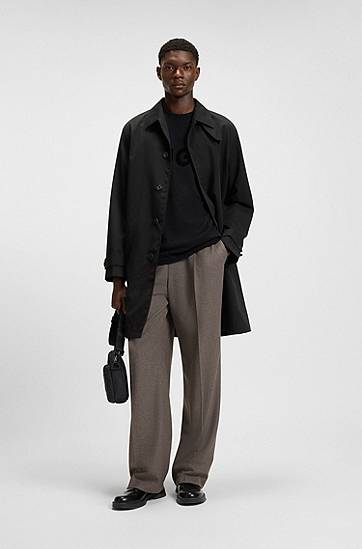 Pláštenka BOSS Water-Repellent Gabardine Regular-Fit Coat Čierna | 50517771, 1