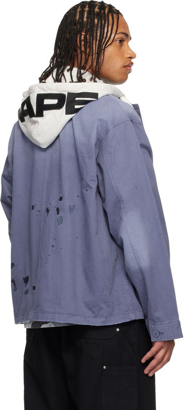 Bunda AAPE by A Bathing Ape AAPE by A Bathing Ape Distressed Hooded Button Down Jacket Modrá | AAPLJM7752XXPNYS, 2