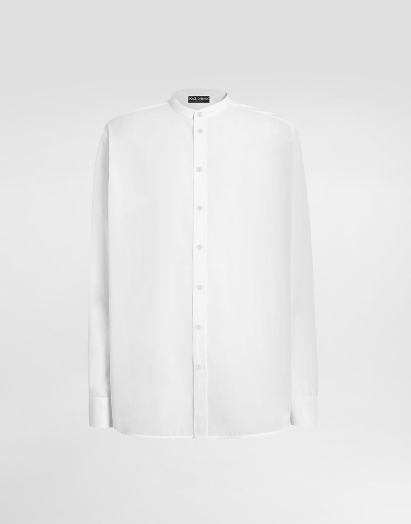 Košeľa Dolce & Gabbana Dolce & Gabbana Mandarin Collar Canvas Shirt Biela | G5HR1TFU5X4W0800