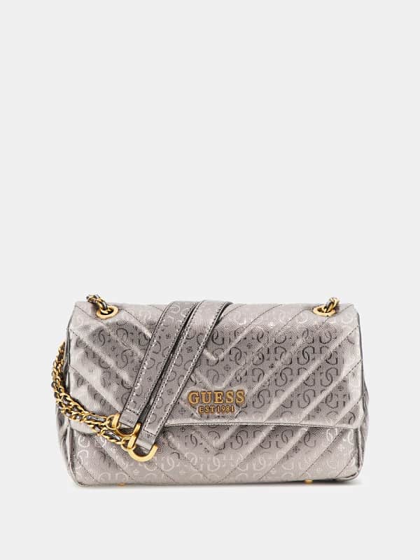 Taška cez rameno GUESS Jania 4G Logo Mini Crossbody Bag Metalická | HWGS9199210, 0