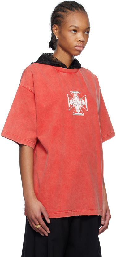 Tričko We11done We11done Heart Cross Hooded T-Shirt Červená | WD-TH0-25-842-U-RD, 1