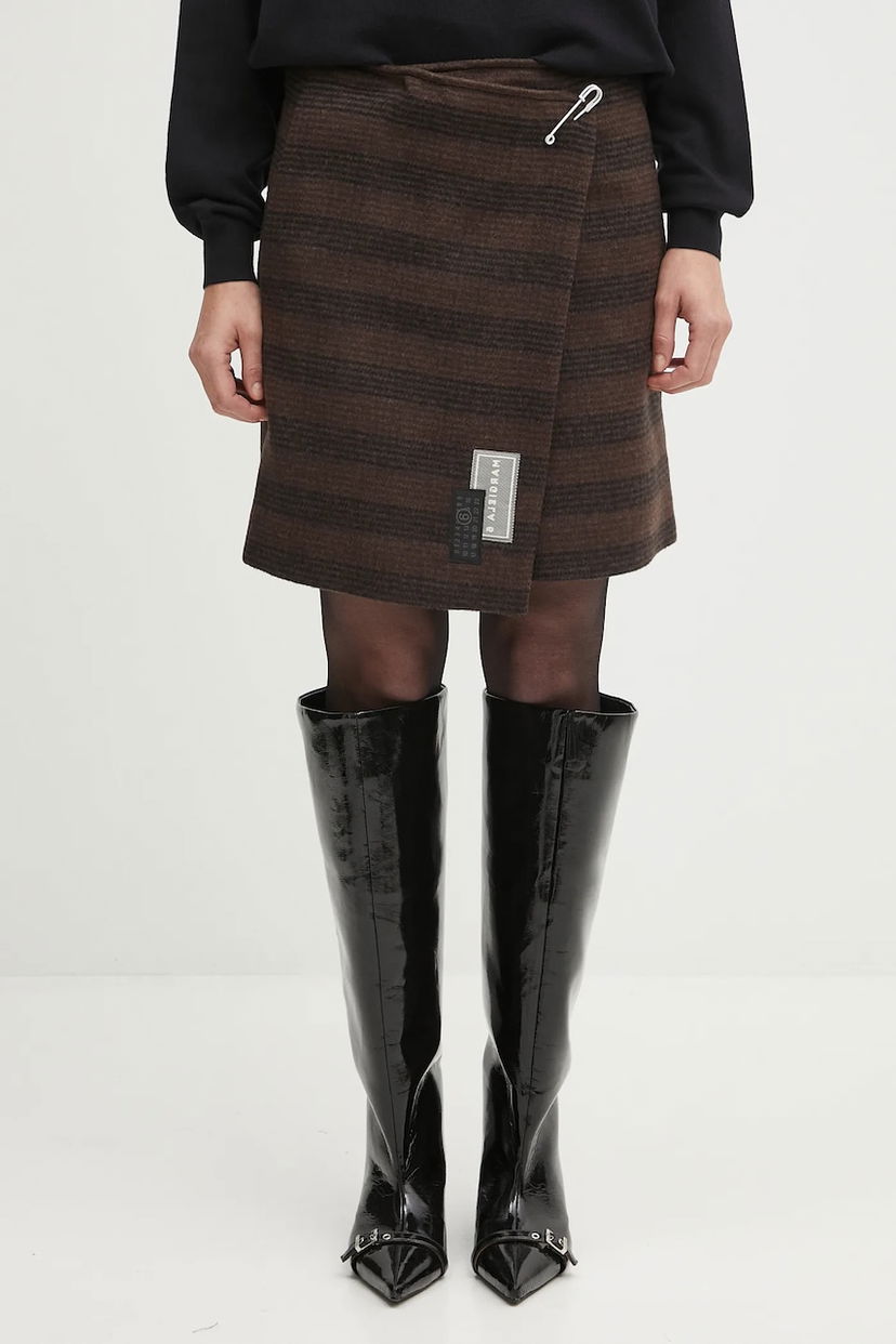 Sukňa Maison Margiela MM6 Maison Margiela Midi A-Line Wrap Skirt Hnedá | S52MC0013.M35472.001F