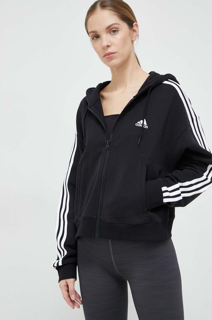 Mikina adidas Originals 3-Stripes French Terry Full-Zip Hoodie Čierna | IC8781, 0