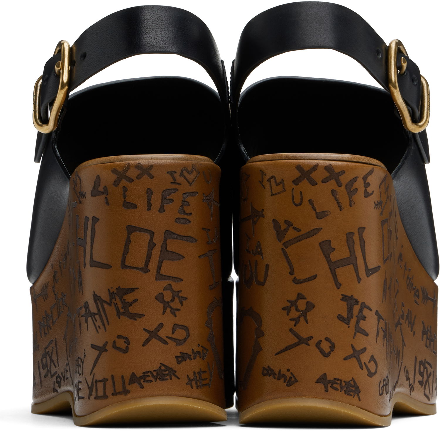 Starostlivosť o obuv CHLOÉ Chloé Maxime Wedge Sandals Čierna | CHC25U10GLU, 1