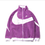 Big Swoosh Reversible Boa Jacket Purple