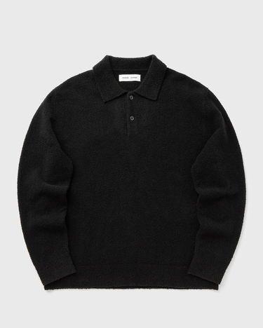 Polo tričko Samsoe Samsoe SANINO Long Sleeve Textured Knit Polo Čierna | M24100093-BLACK, 0