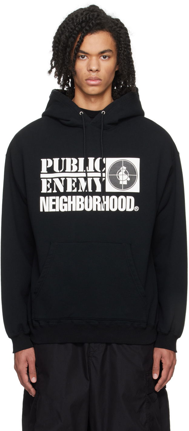 Mikina Neighborhood PUBLIC ENEMY x Hoodie Čierna | 232UWNH-CSM01, 0