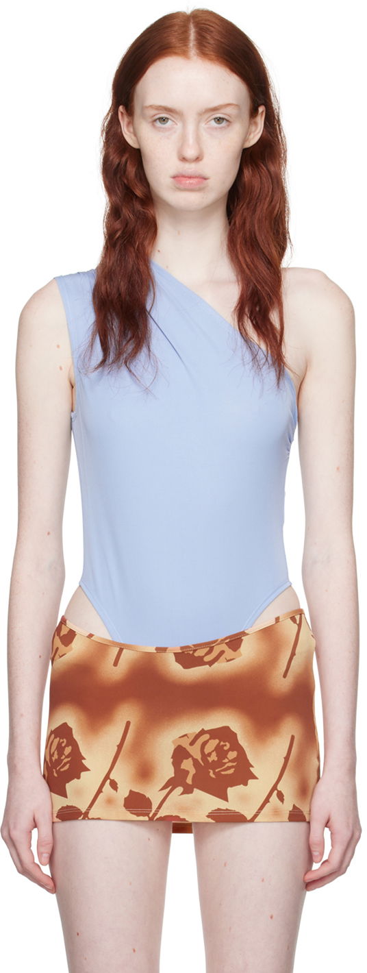 Body Miaou Miaou One Shoulder Thong Bodysuit Modrá | 6005VCJALL, 0