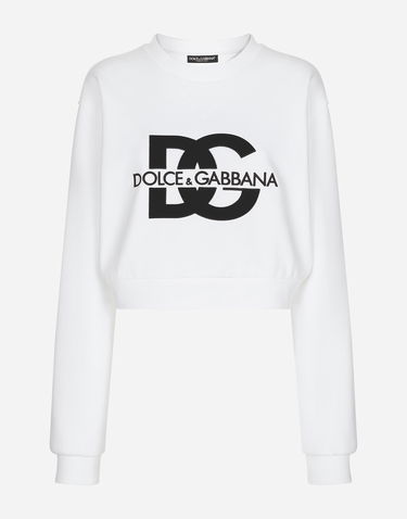 Mikina Dolce & Gabbana Jersey Sweatshirt With Dg Logo Embroidery Biela | F9R55ZGDB7BW0800, 0
