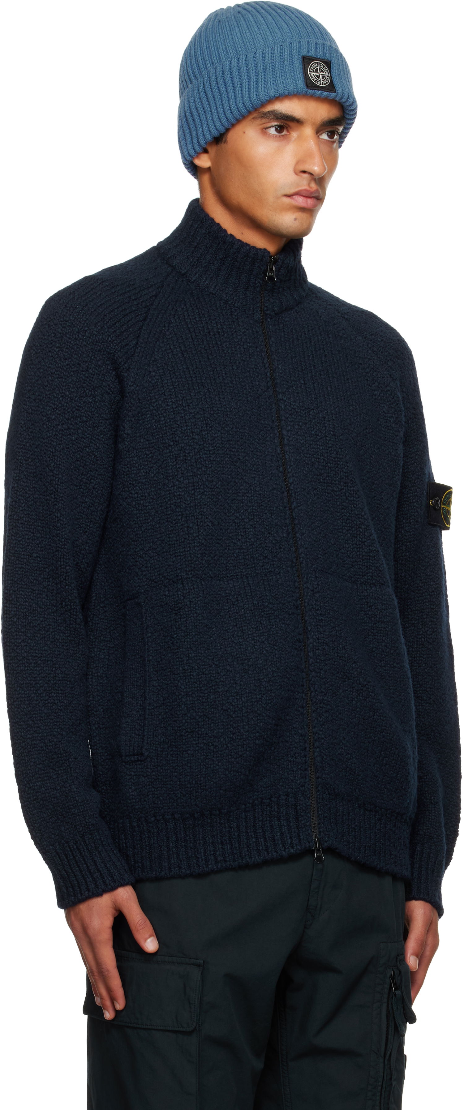 Sveter Stone Island Stone Island Wool Zip Cardigan Navy | K2S15 5100051 S00N1, 1