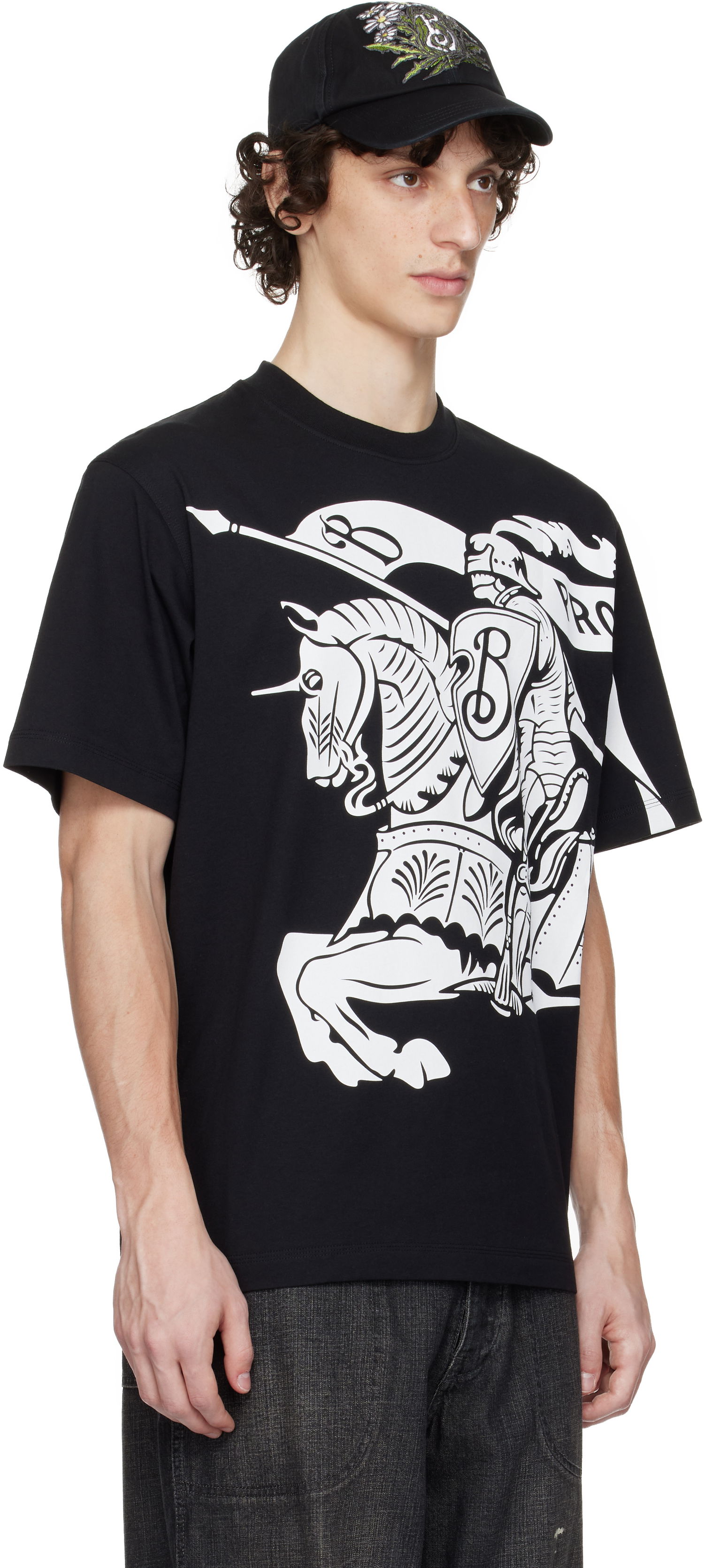 Tričko Burberry Knight Graphic Cotton T-shirt Čierna | 8095058, 1