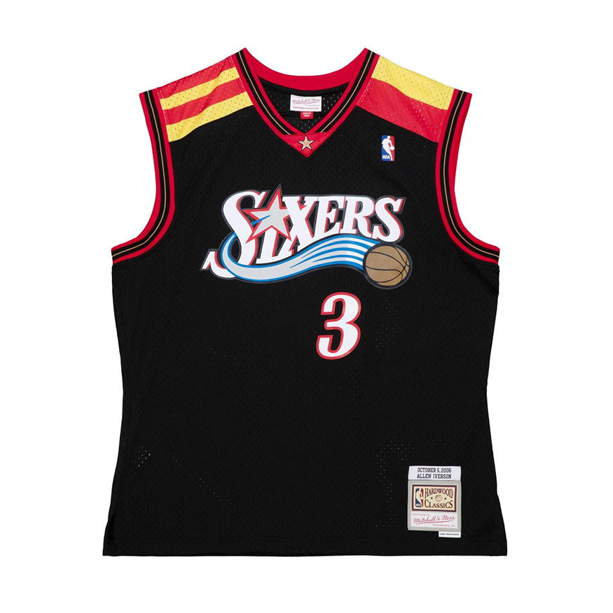 Dres Mitchell & Ness NBA Philadelphia 76ers Allen Iverson Alternate Spain Jersey Čierna | SMJY4203-P7606AIVBLCK, 0
