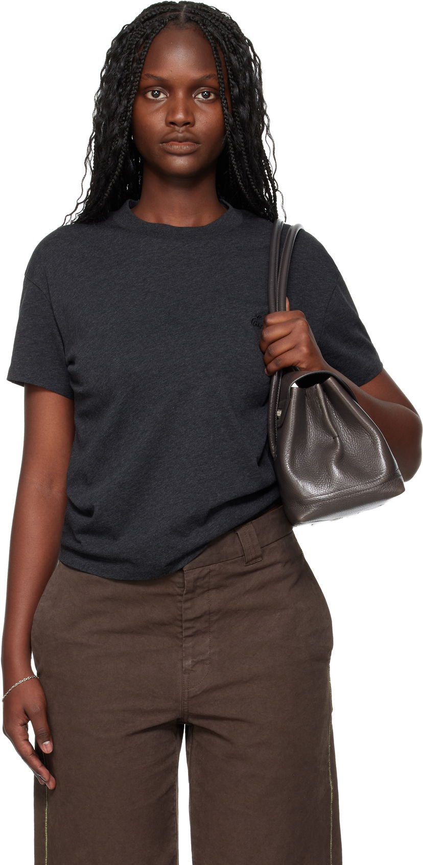 Tričko Fear of God ESSENTIALS Holiday Embroidered Classic Fit T-shirt Šedá | 125HO255861FW