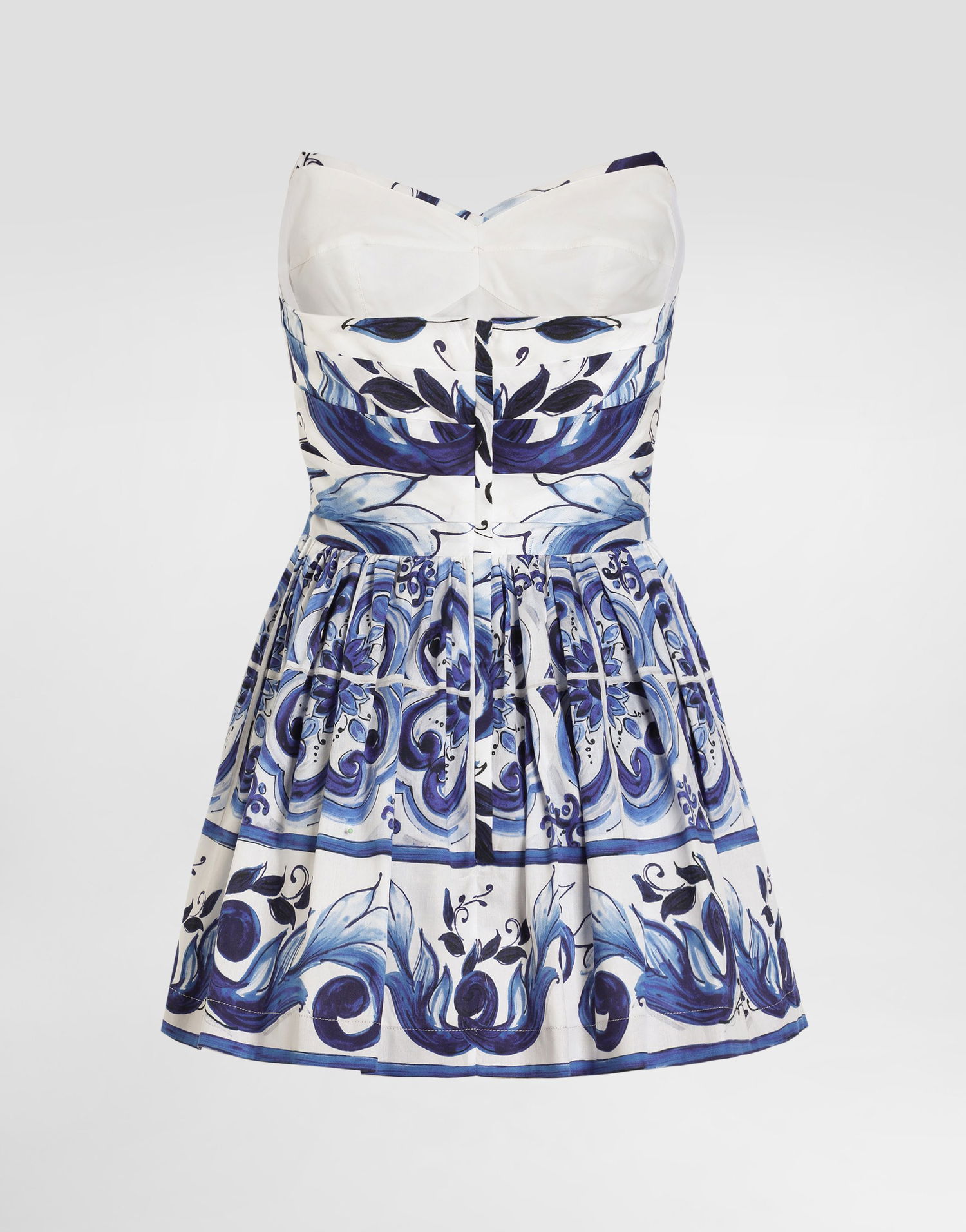 Šaty Dolce & Gabbana DG EXCLUSIVE Majolica-print Cotton Satin Strapless Pleated Mini Dress Rôznofarebný | I6KI3WHS5T1HY3TN, 1