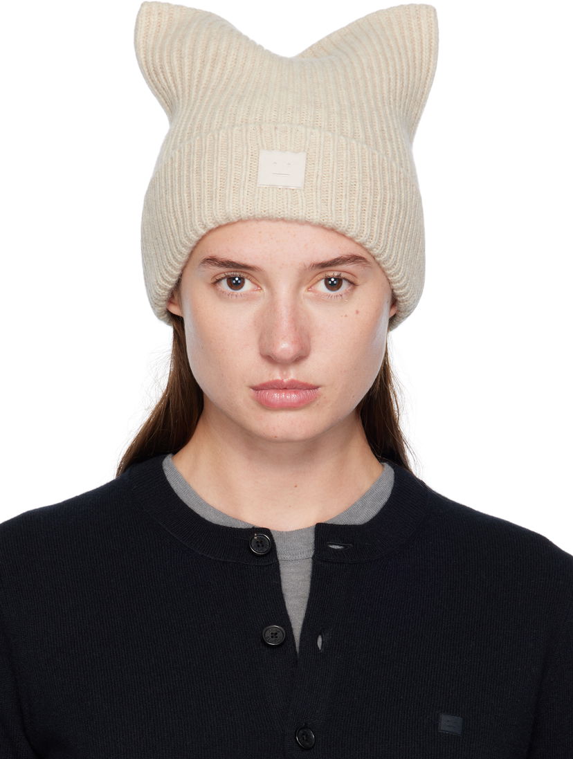 Kulicha Acne Studios Acne Studios Square Face Logo Beanie Béžová | C40426-