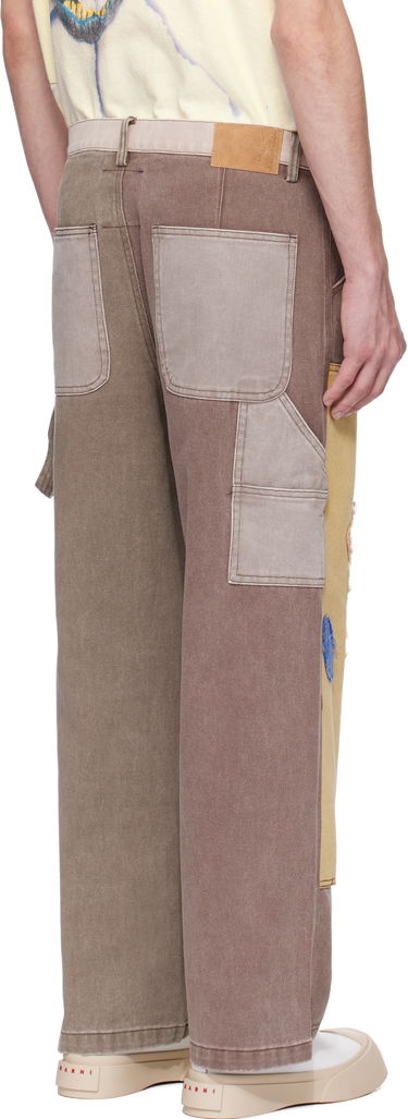 Cargo nohavice KidSuper KidSuper Patchwork Face Double Knee Trousers Hnedá | SS25-PT-03, 2