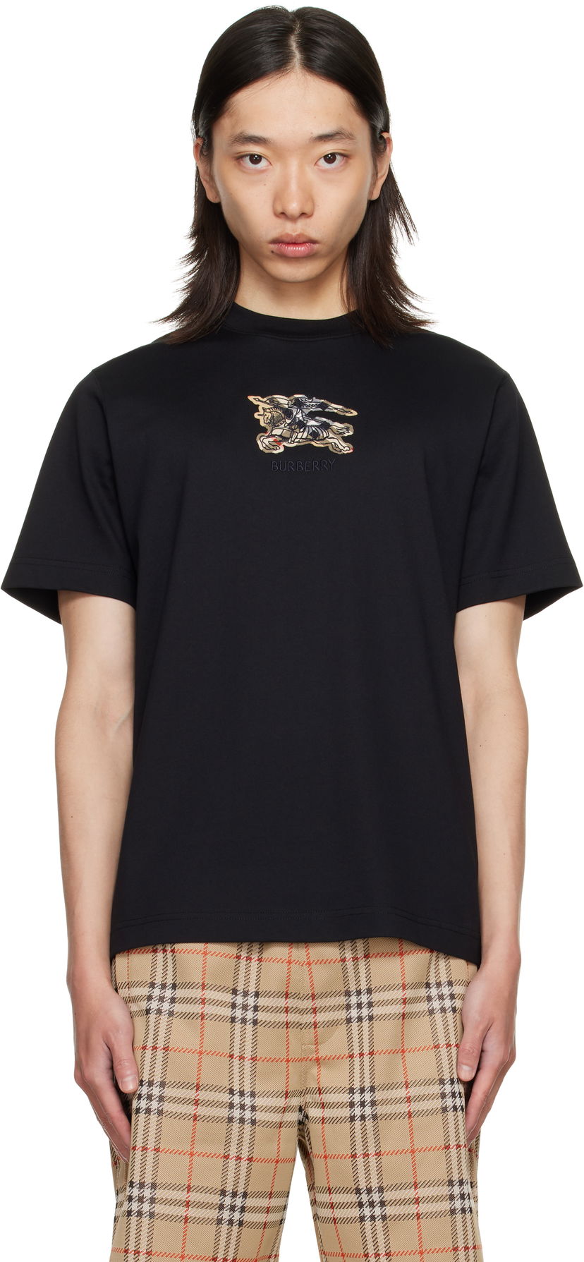 Tričko Burberry Burberry EKD Check Cotton T-Shirt Čierna | 8116169