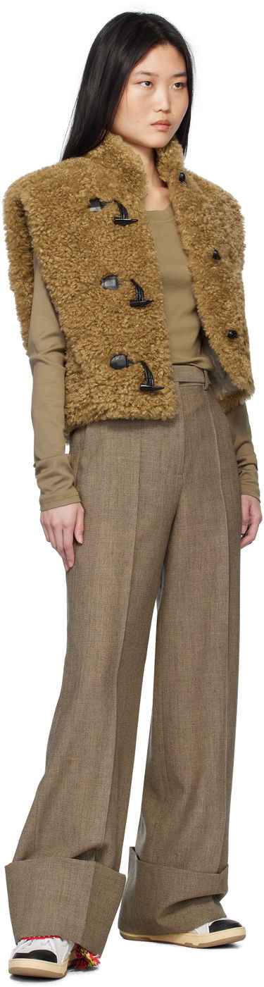 Nohavice LANVIN Lanvin Wide-Leg Cuffed Wool Trousers Hnedá | RW-TR0510-6040-P25, 3