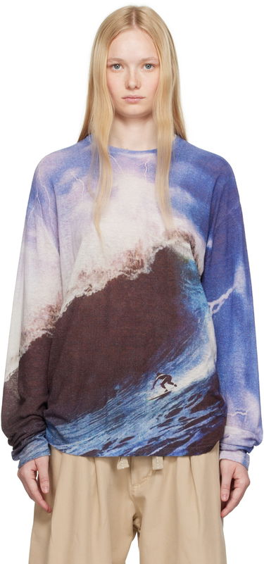 Sveter ERL ERL Wave Print Knit Sweater Modrá | ERL10N013, 0