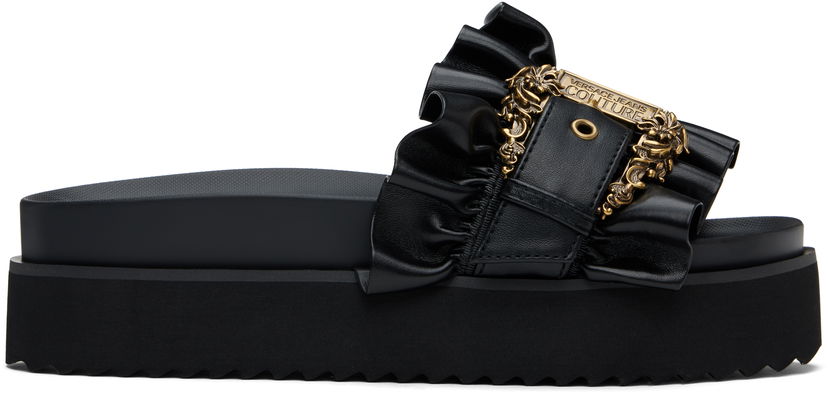 Doplnky Versace Versace Jeans Couture Baroque Buckle Platform Sandals Čierna | E78VA3SM5_E71570