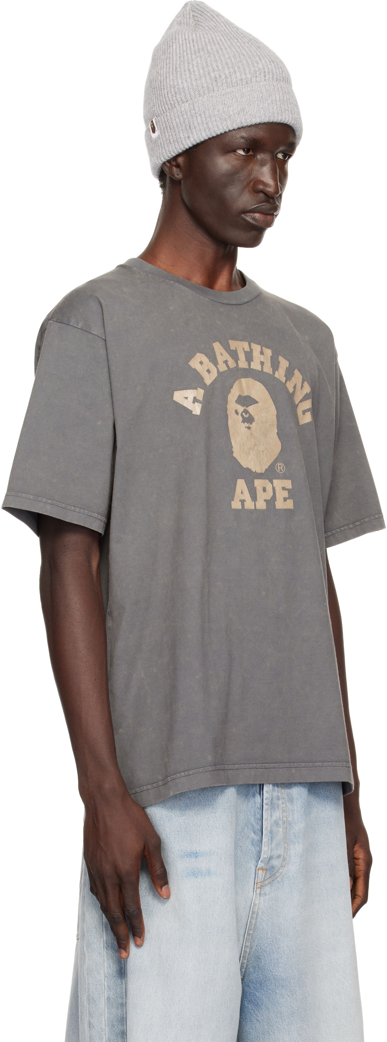 Tričko BAPE A Bathing Ape Overdye College T-Shirt Šedá | 001CSK701003M, 1