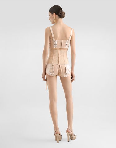 Podprsenka Dolce & Gabbana Dolce & Gabbana Satin Bralette Top with Corset Detail Béžová | F7AW6TGDCMXF0658, 2
