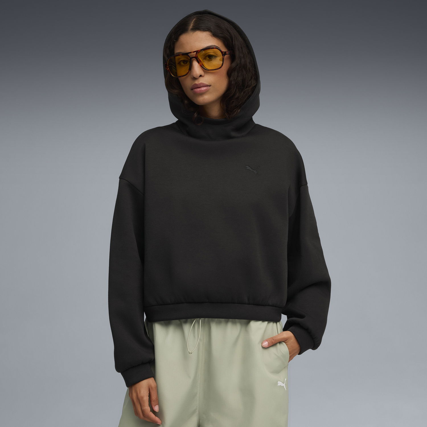 Mikina Puma Wardrobe Essentials Cropped Hoodie Čierna | 632051_01, 0