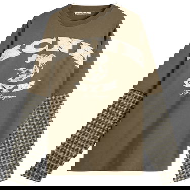 Tričko Acne Studios Exford U Long Sleeve Gym Bro Check Layered T-Shirt, Size Small Zelené | CL0394-DSQ, 1