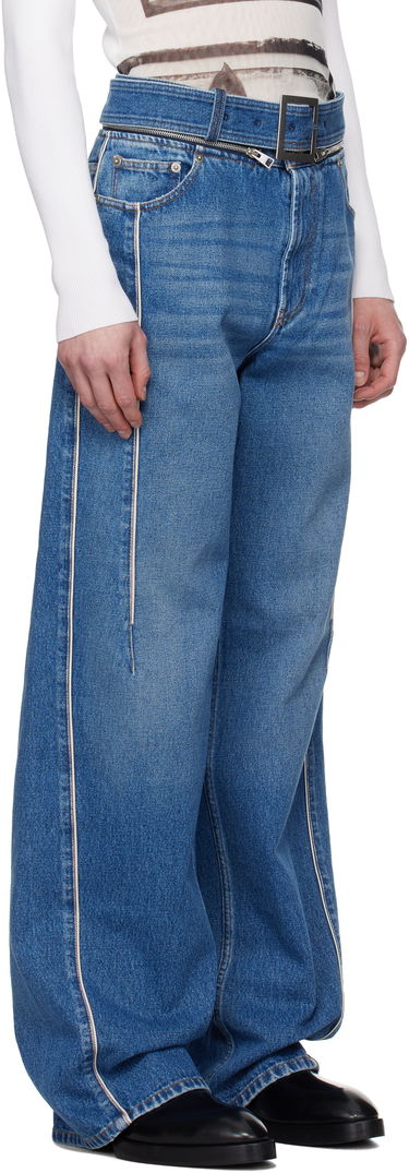Džínsy Jean Paul Gaultier Jean Paul Gaultier 'The Belted Denim' Wide-Leg Jeans Modrá | 25/33-F-JE164-D013-57, 1