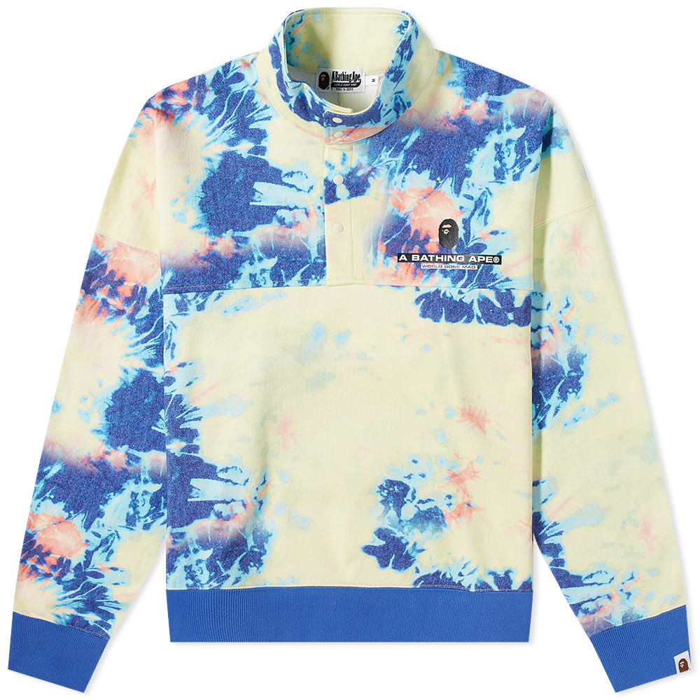 Sveter BAPE Tie Dye Stand Collar Loose Fit Crewneck Modrá | 001SWI301008M-MUL, 0